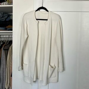 White cardigan sweater